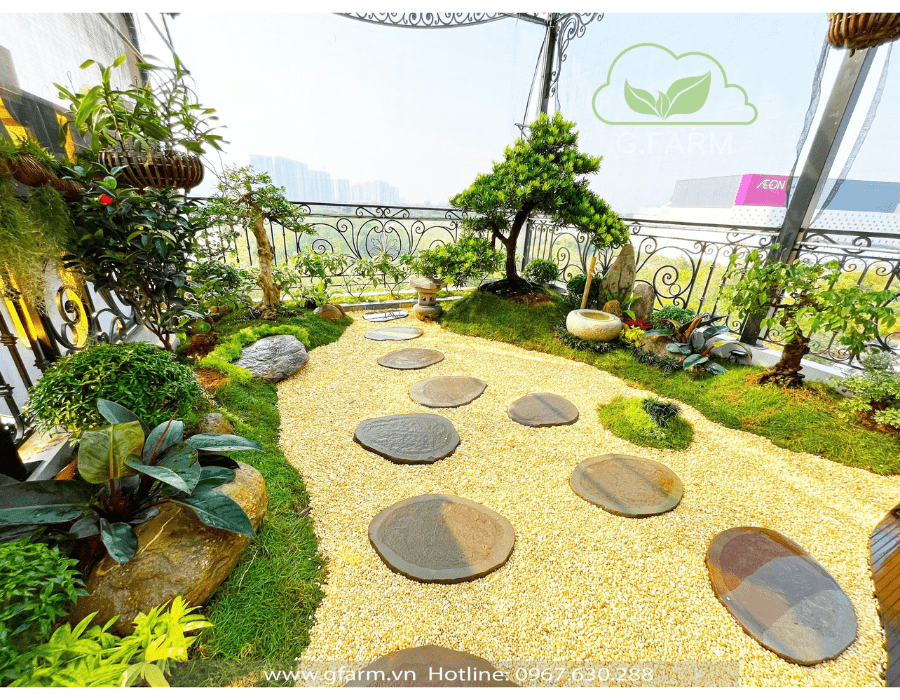 Vườn Nhật trên sân thượng - Chị Ngân KĐT Dương Nội 